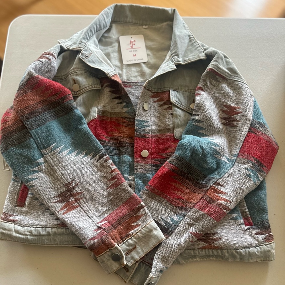 Colorful Patterned Denim Jacket